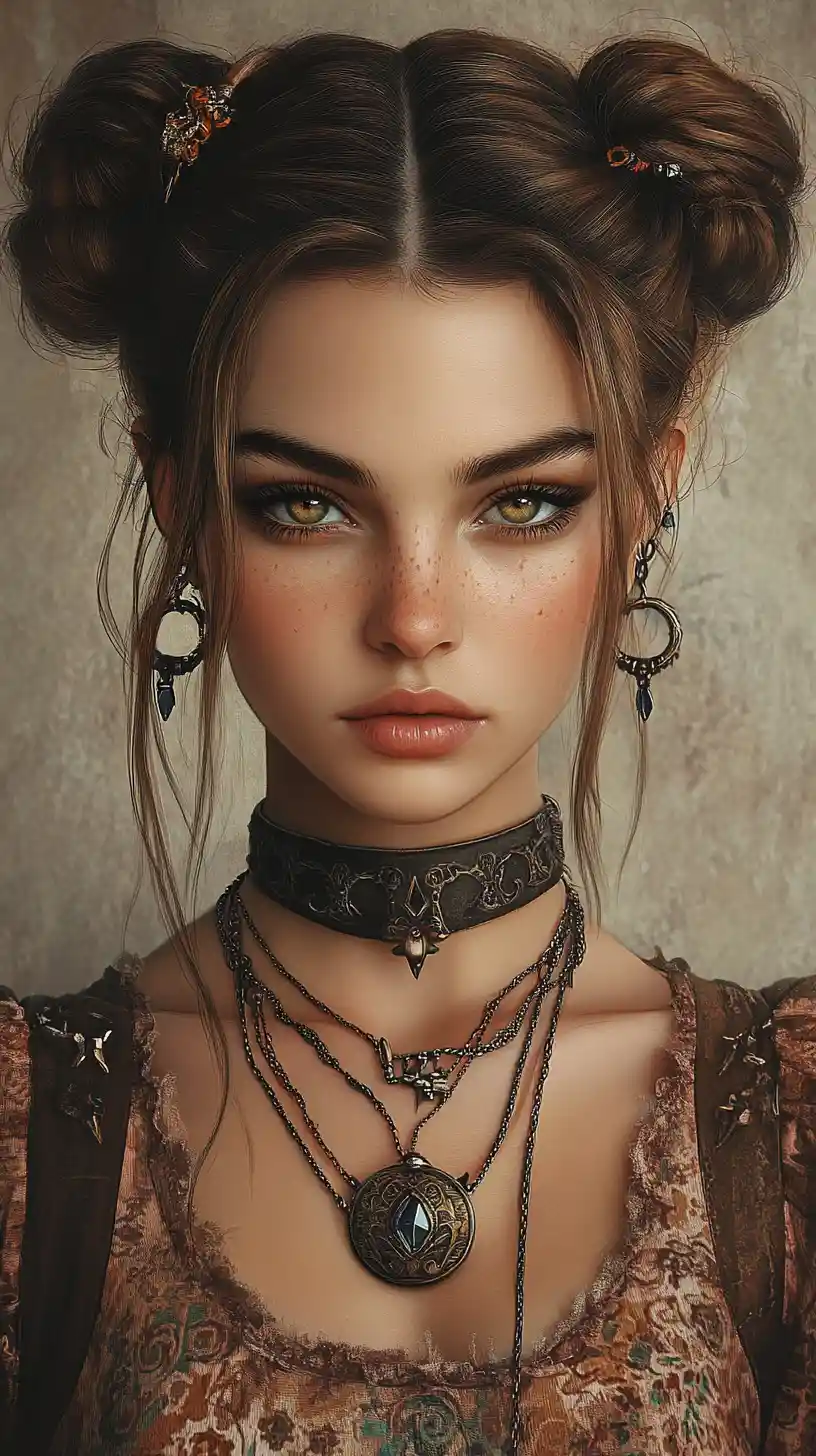 Intense fantasy warrior woman portrait in sepia tones