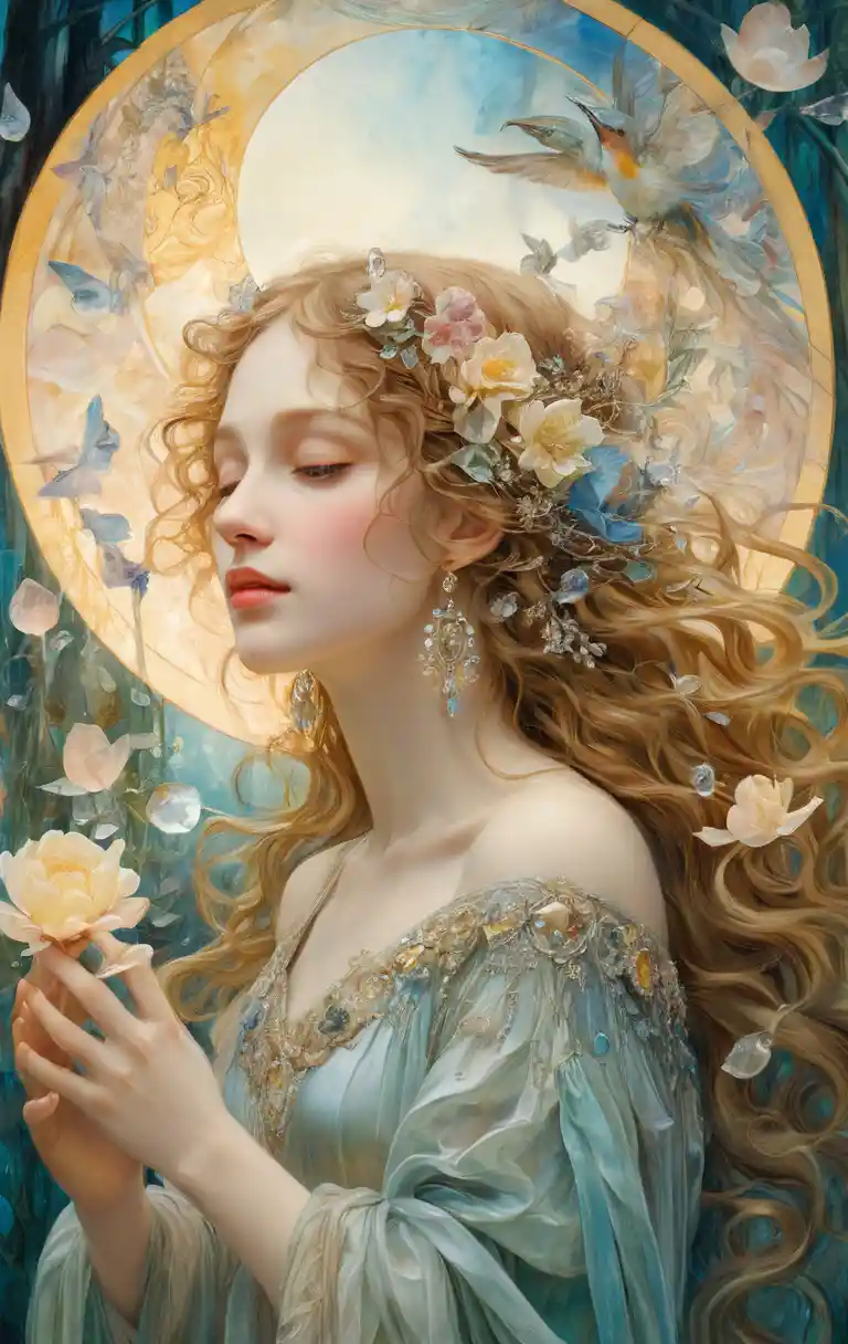 Romantic luminous painting of pure bliss and radiant beauty