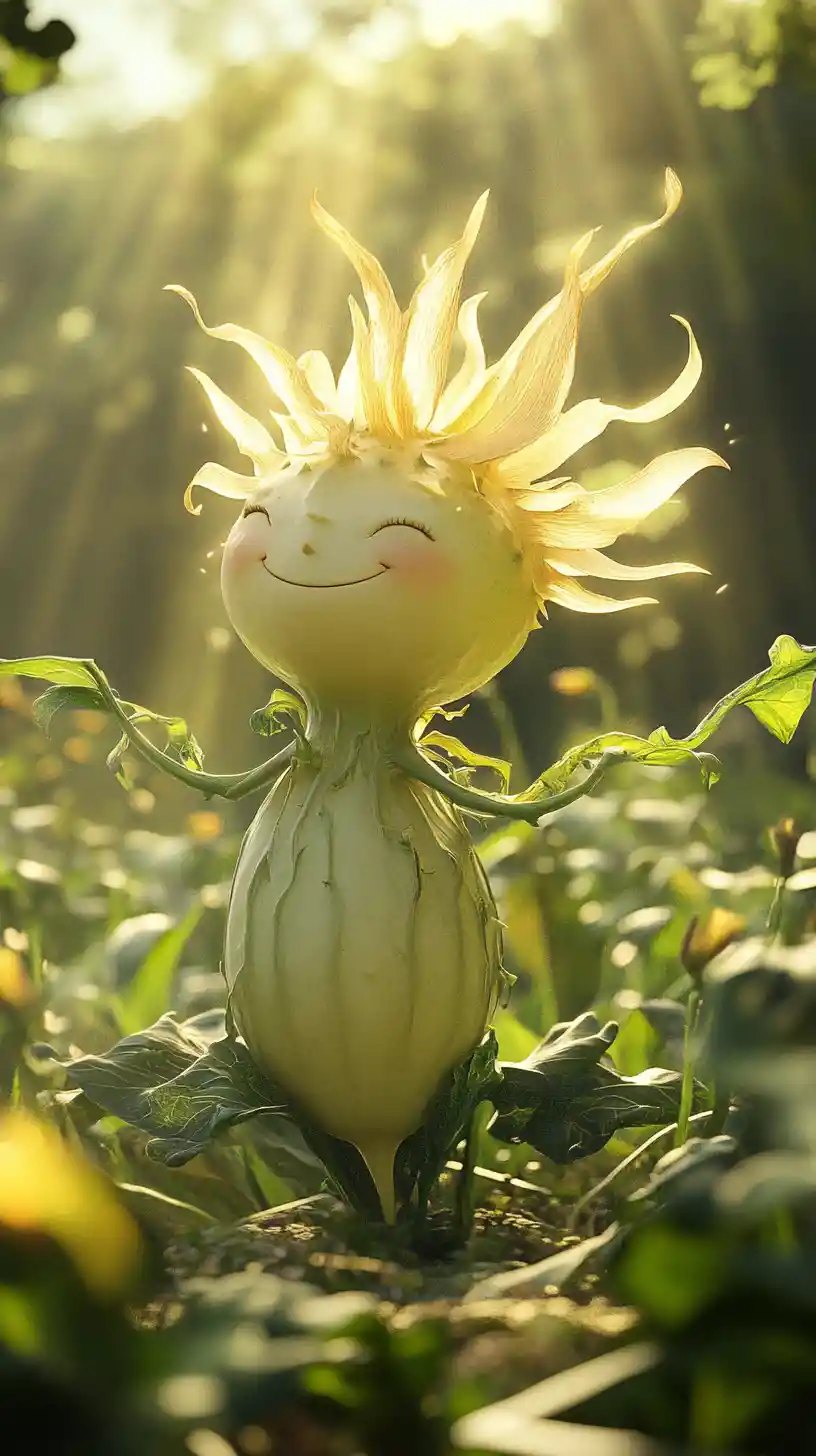 Verspieltes Kohlrabi-Mädchen in einem leuchtenden sonnenbeschienenen Maisfeld