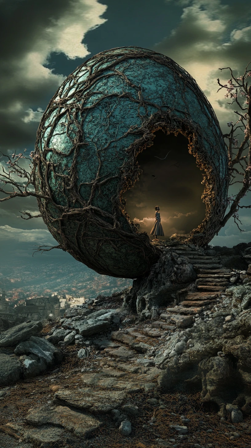 Ilusão de fantasia sombria surreal com detalhes de contos de fadas ocultos