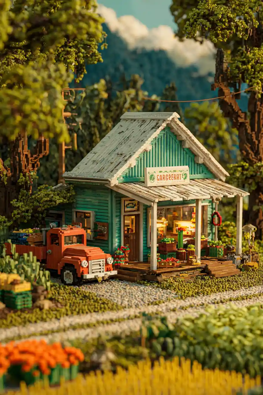 Countryside Grocery Store On Dirt Road At Sunset Glow