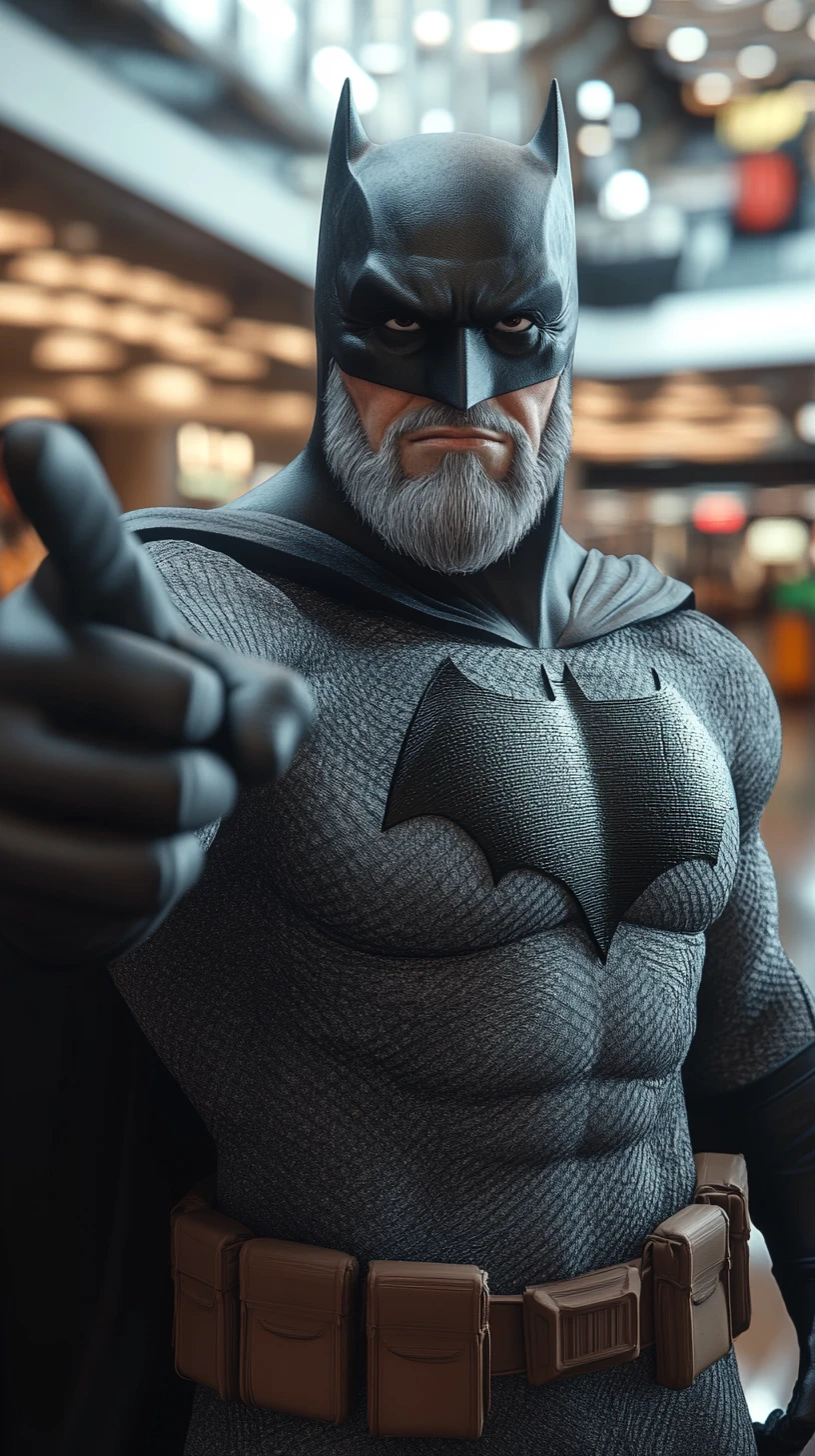 Super-herói 3D em estilo Pixar apontando para a câmera