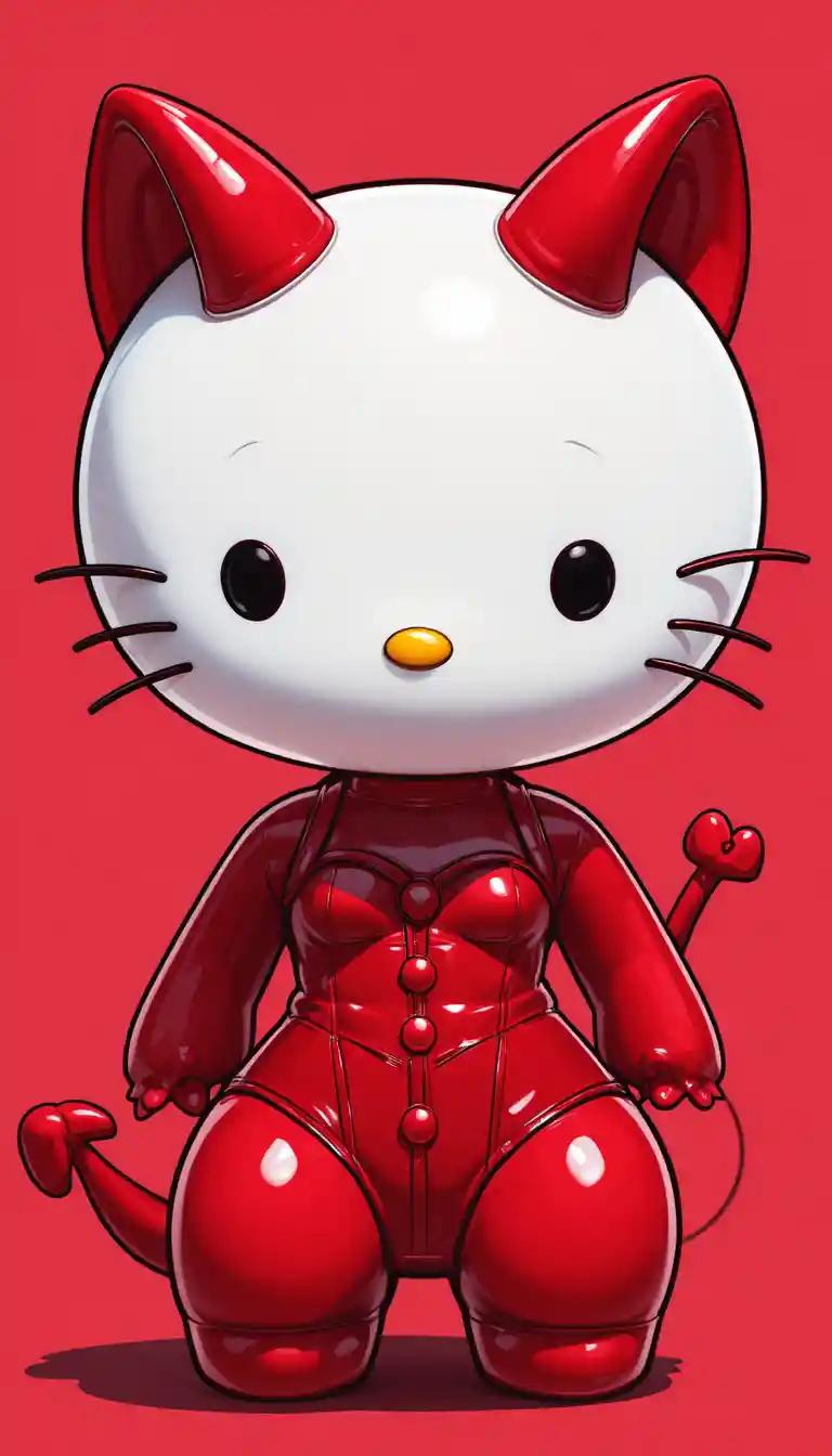 Chat d’anime démoniaque avec des cornes et une queue en forme de cœur