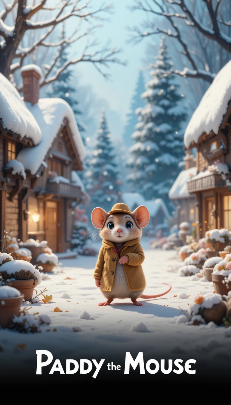 Dolce orsetto detective in una foresta cartoon dai toni pastello
