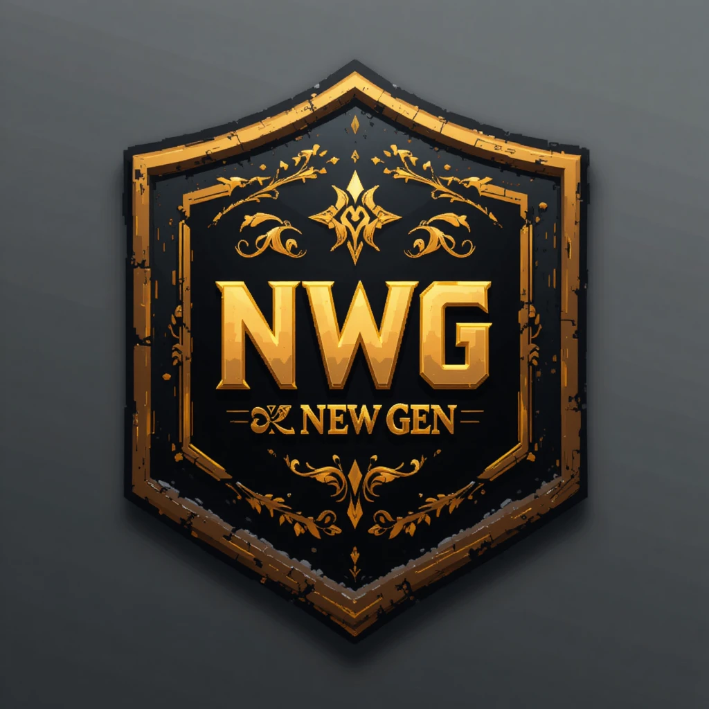 Schwarz-goldenes fünfeckiges Schildlogo mit NWG-Buchstaben