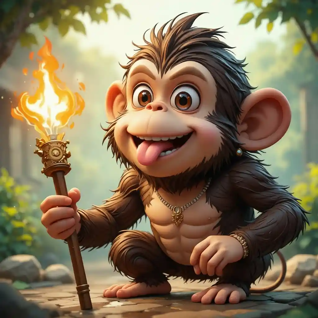 Süße Cartoon-Affenfigur Illustration auf weißem Hintergrund