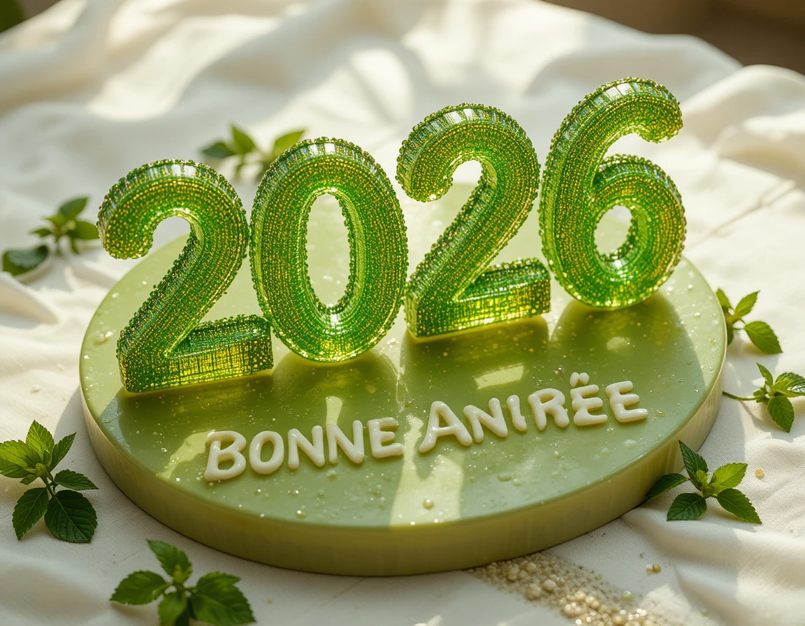 Sobremesa de açúcar translúcido 2026 sobre base de pistache e amêndoa