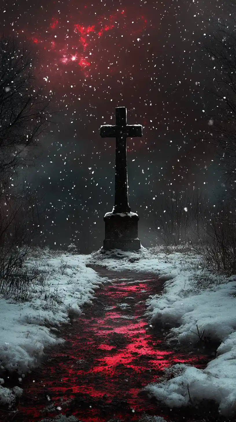 Coppia che brinda sotto stelle rosse in una notte apocalittica