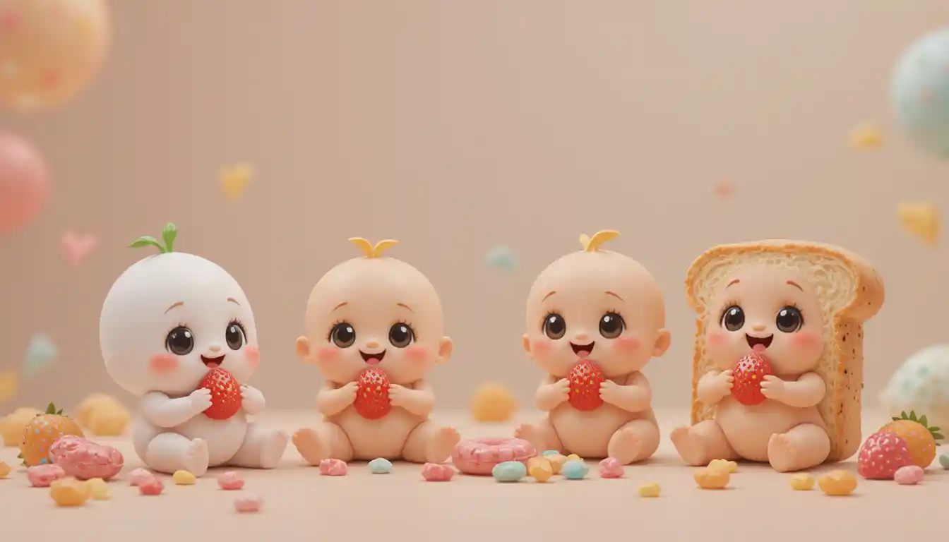 CuteNibble banner with kawaii food babies and pastel colors