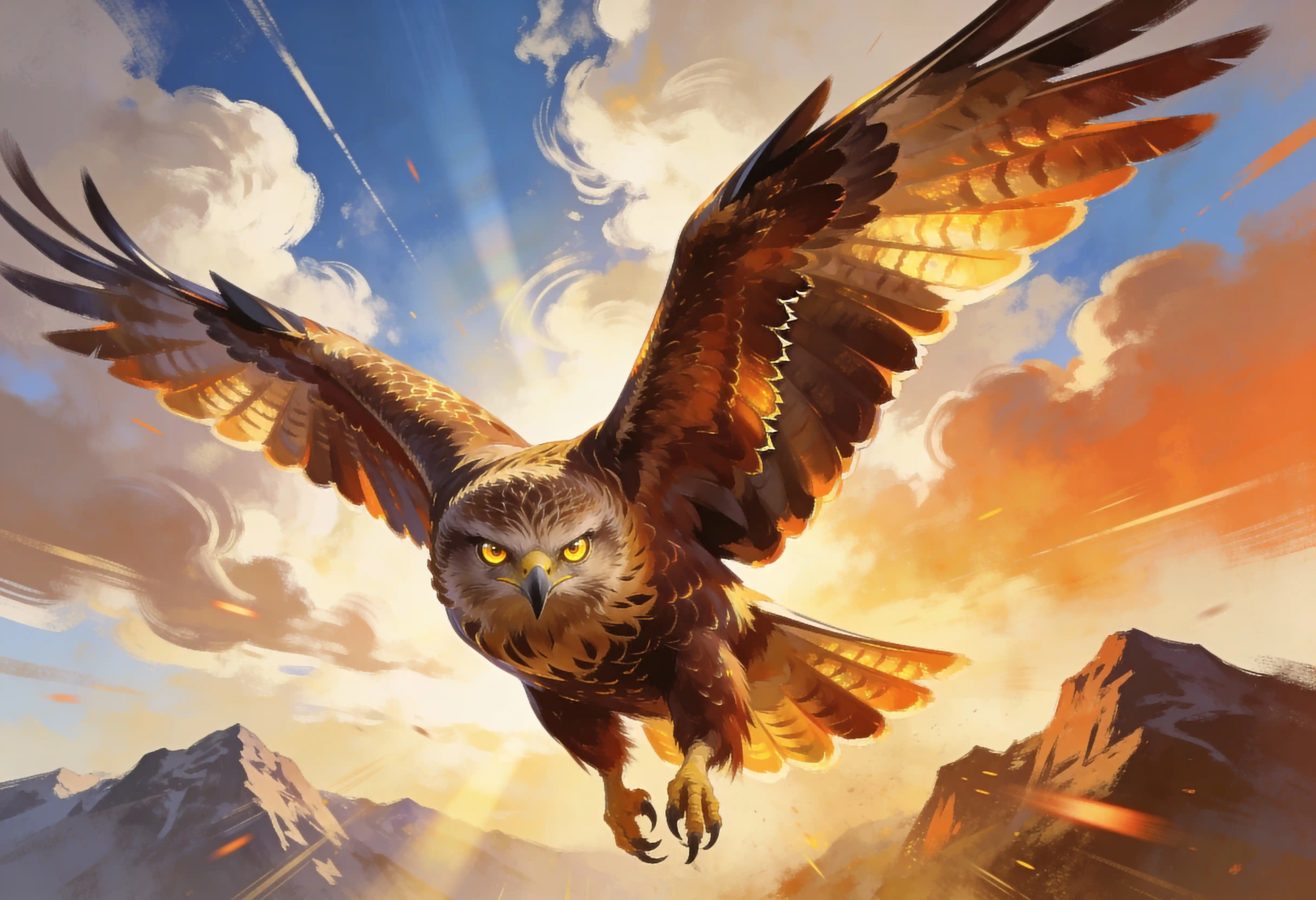 Majestic bird of prey soaring with wings fully extended