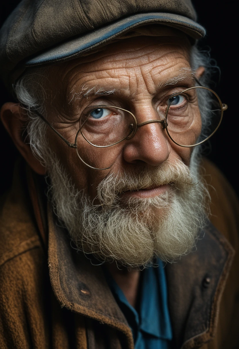 Retrato em close de idoso com barba branca