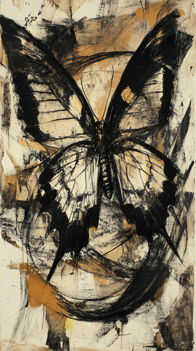 Borboleta da terra com asas de escamas de dragão em movimento abstrato