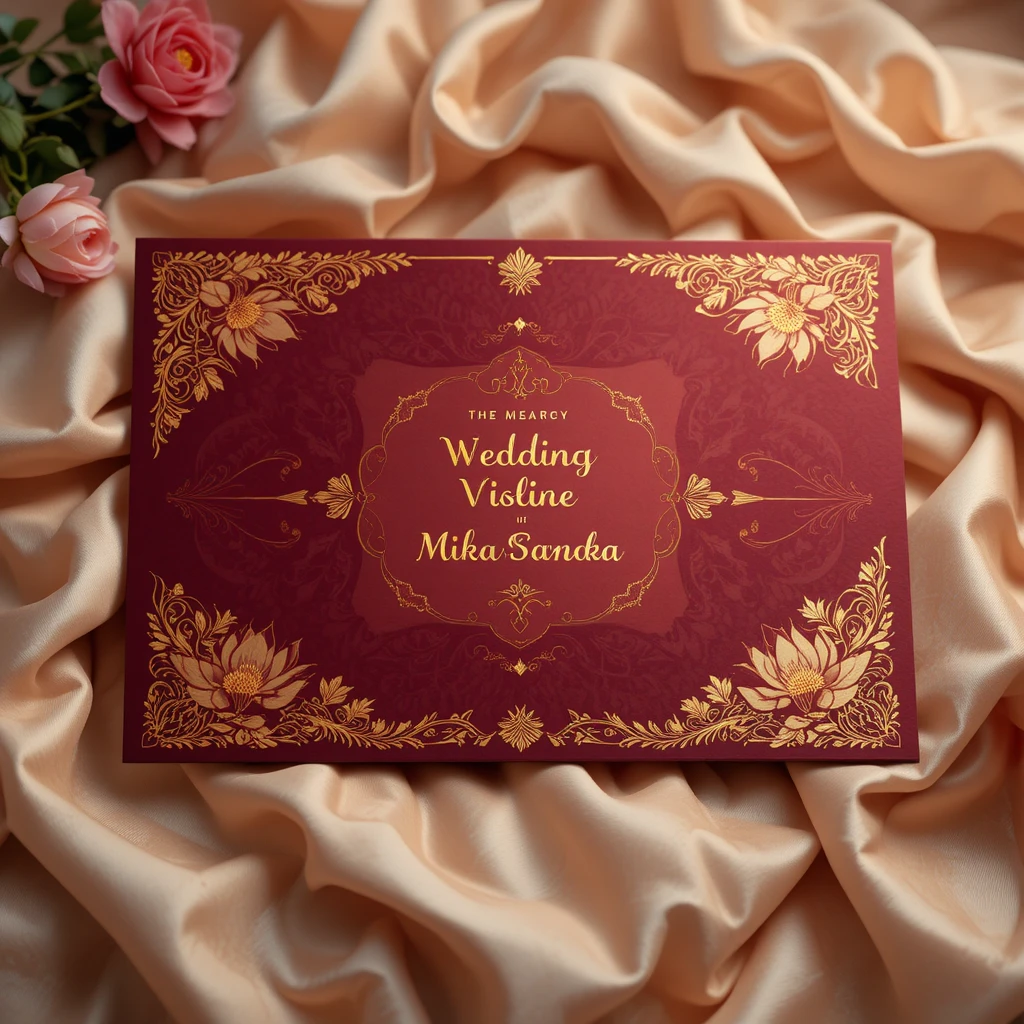 Traditionelle indische Hochzeitseinladungskarte mit goldenen Details