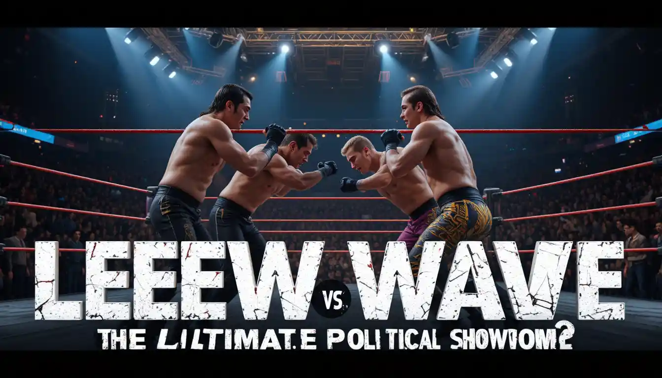 Realistic WWE style political showdown in wrestling ring