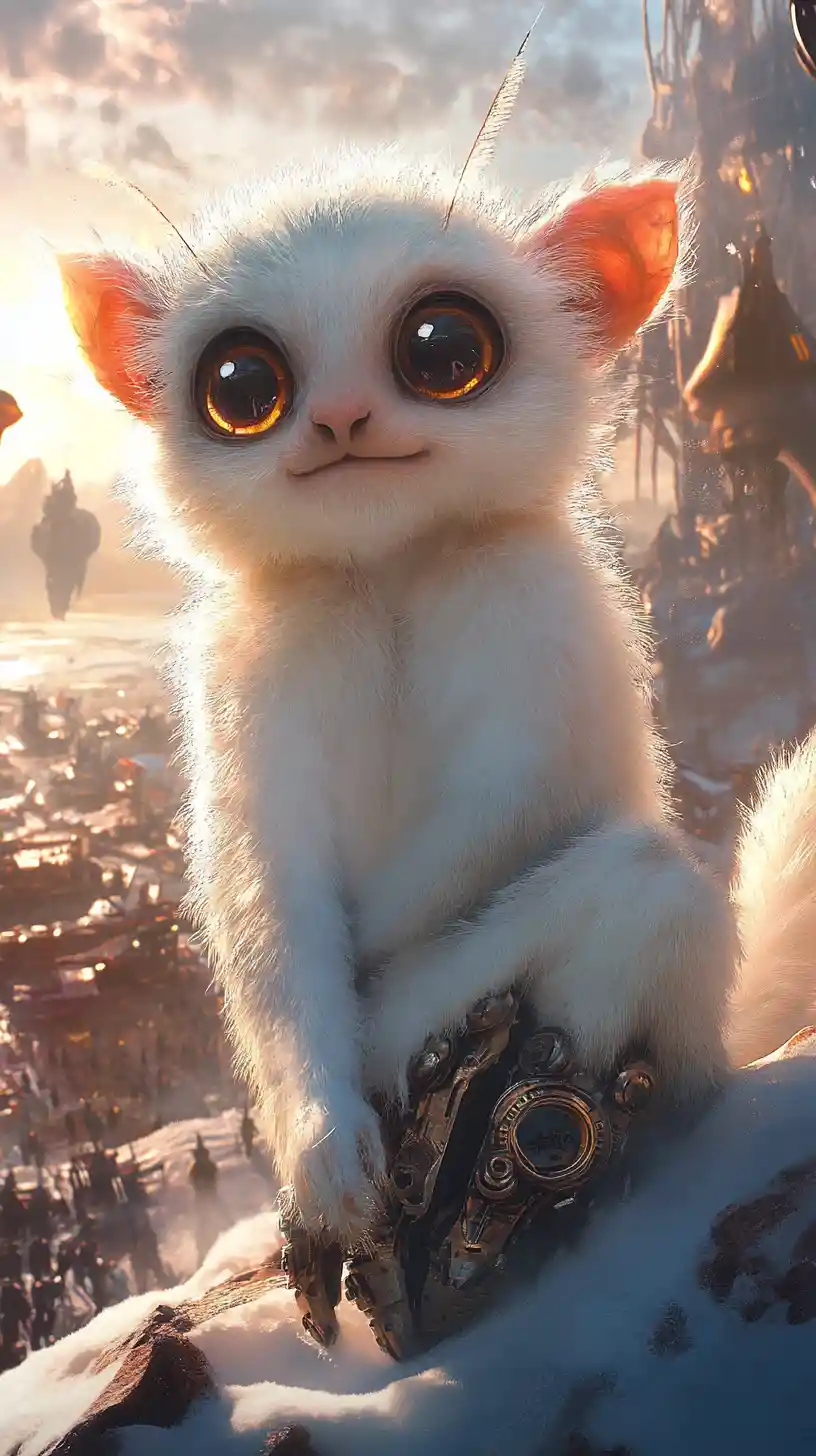 在寧靜雪山上翱翔的歡樂眼鏡猴