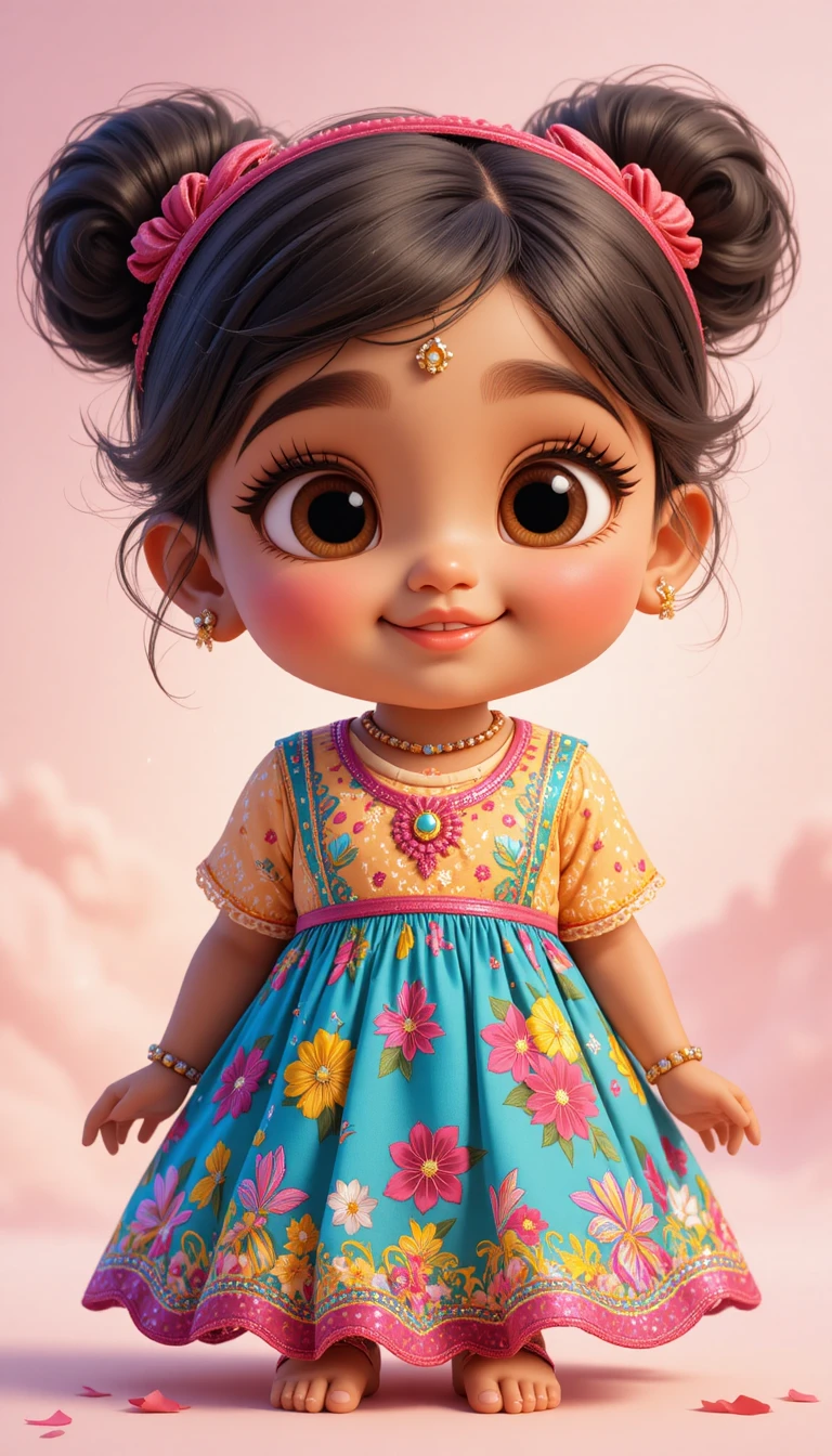 Cute Indian toddler girl smiling in colorful frock