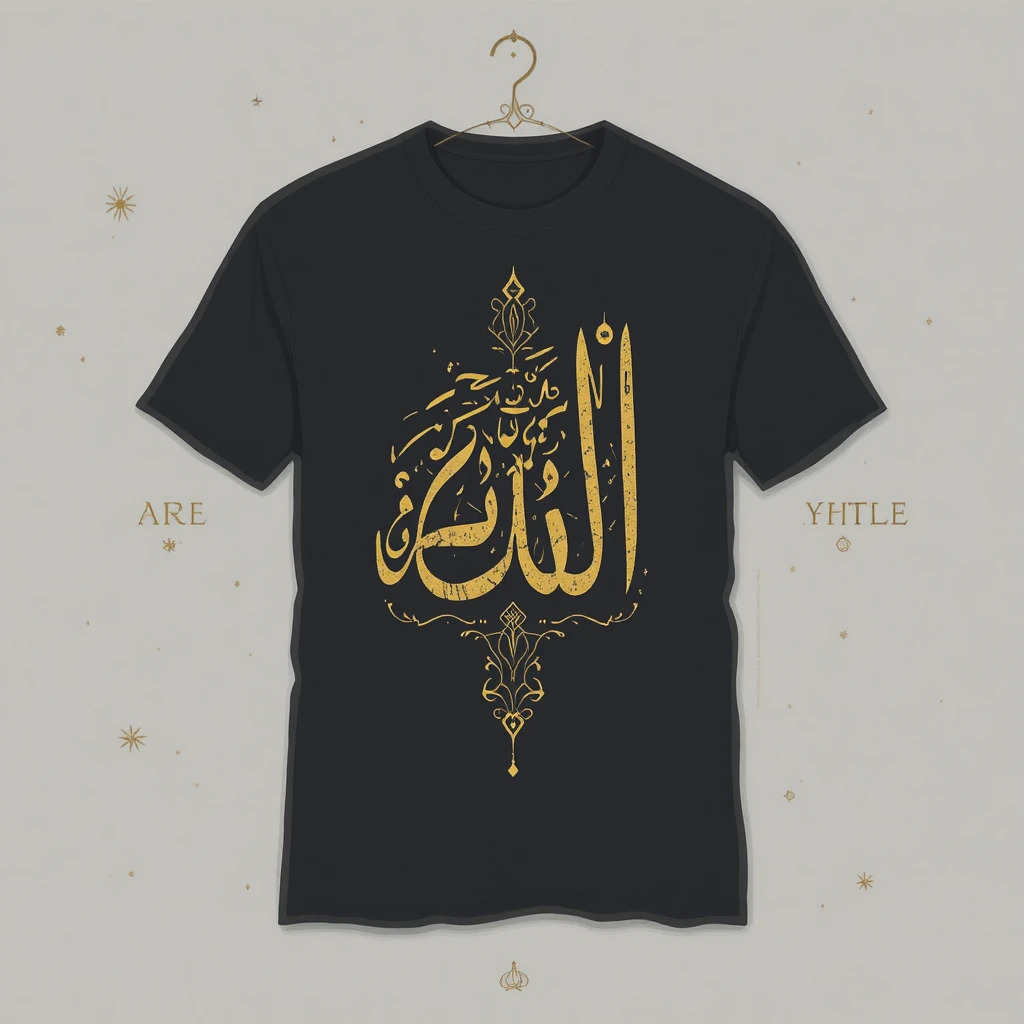 Design minimaliste de t-shirt islamique avec calligraphie arabe