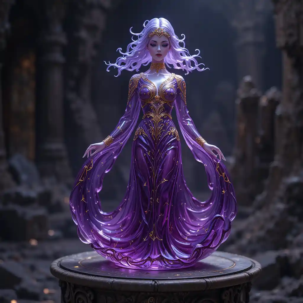 Flacone di Profumo Fantasy Incantato con Tappo a Statua Dorata