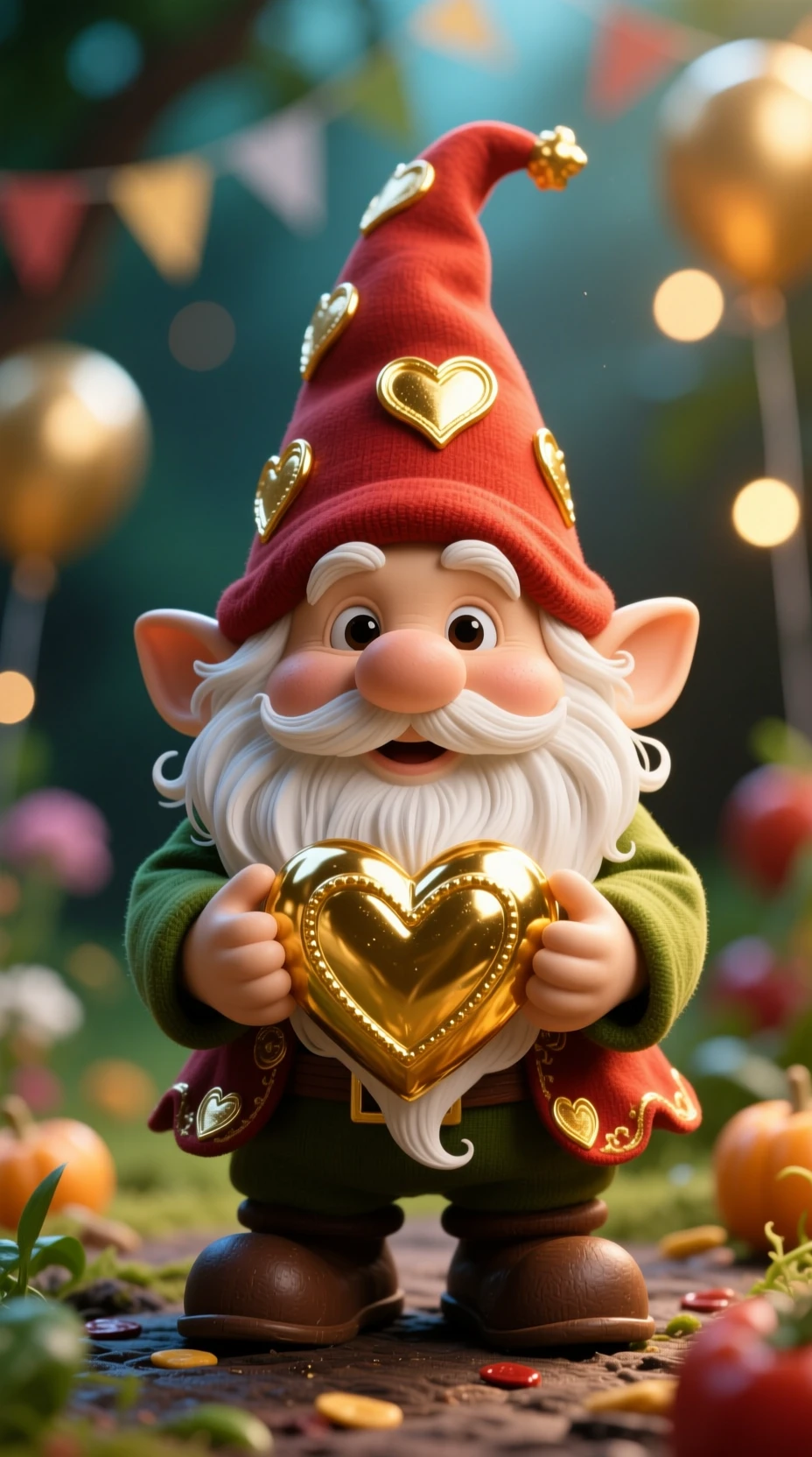 Gnome au grand cœur partageant de la nourriture dans une scène fantastique