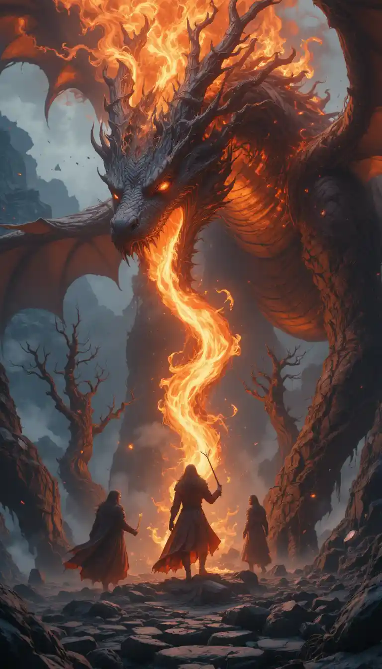 Wildfire druid commands a dragon breath into burning treants
