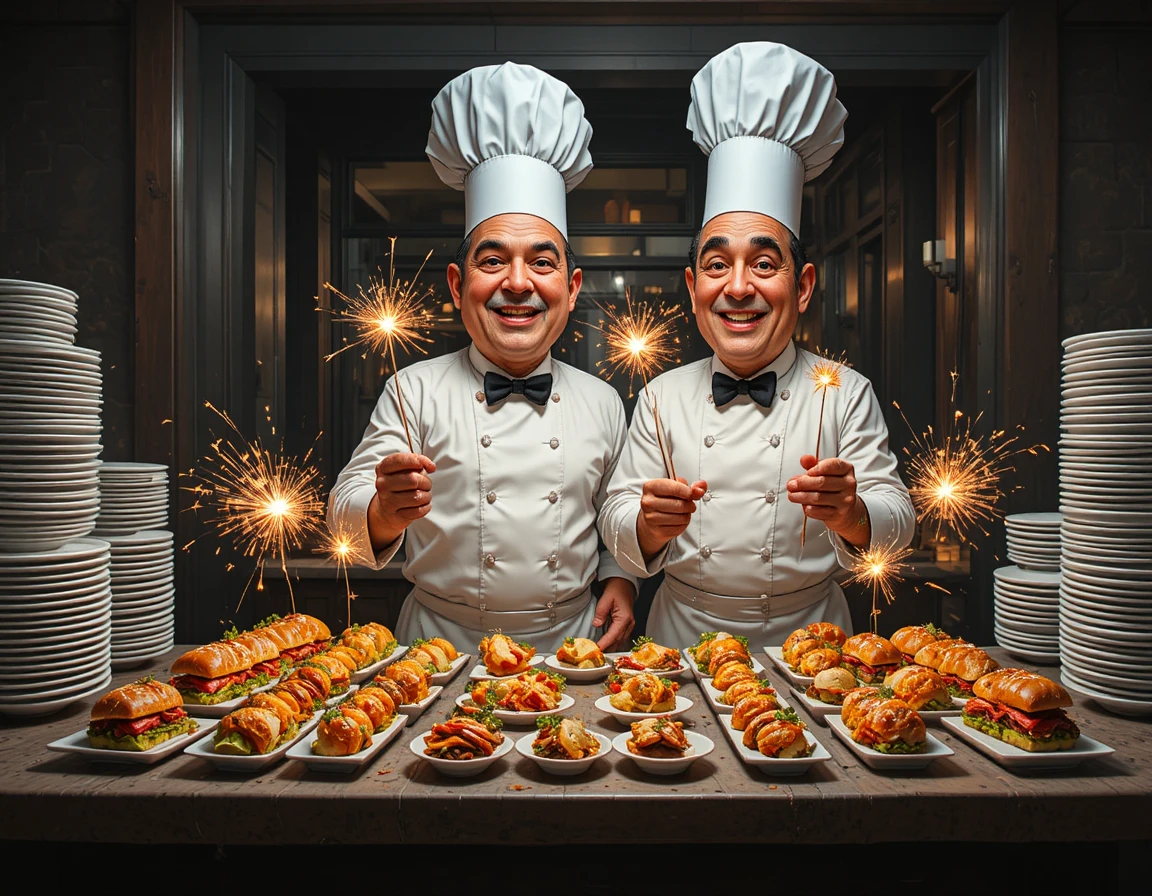 Chefs Apresentam Petiscos Festivos com Estalinhos em Cozinha Escura