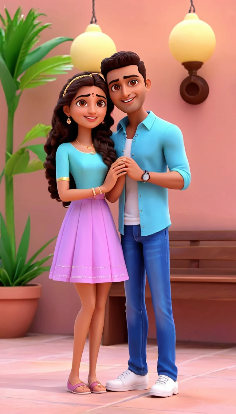 Coppia cartoon 3D in una segreta storia d’amore romantica