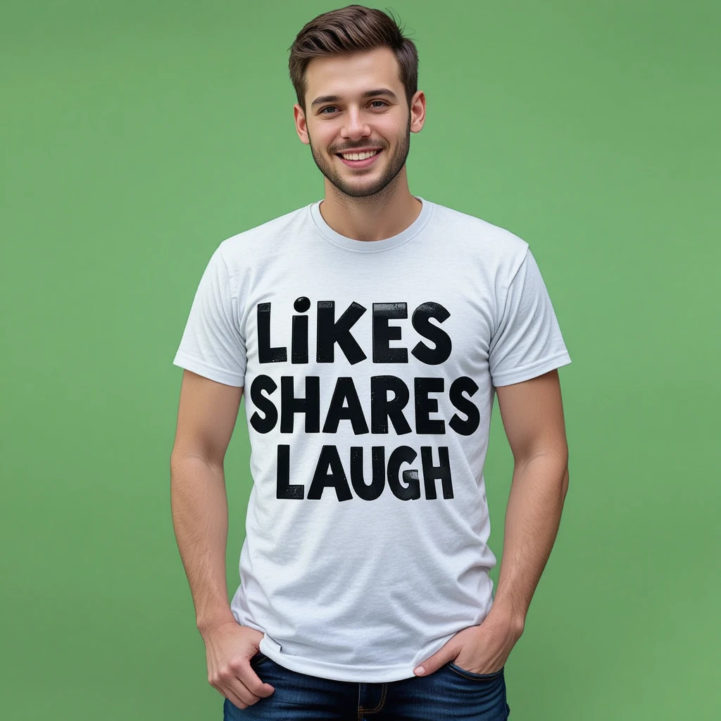 T-shirt in stile meme bold con divertente frase sui social