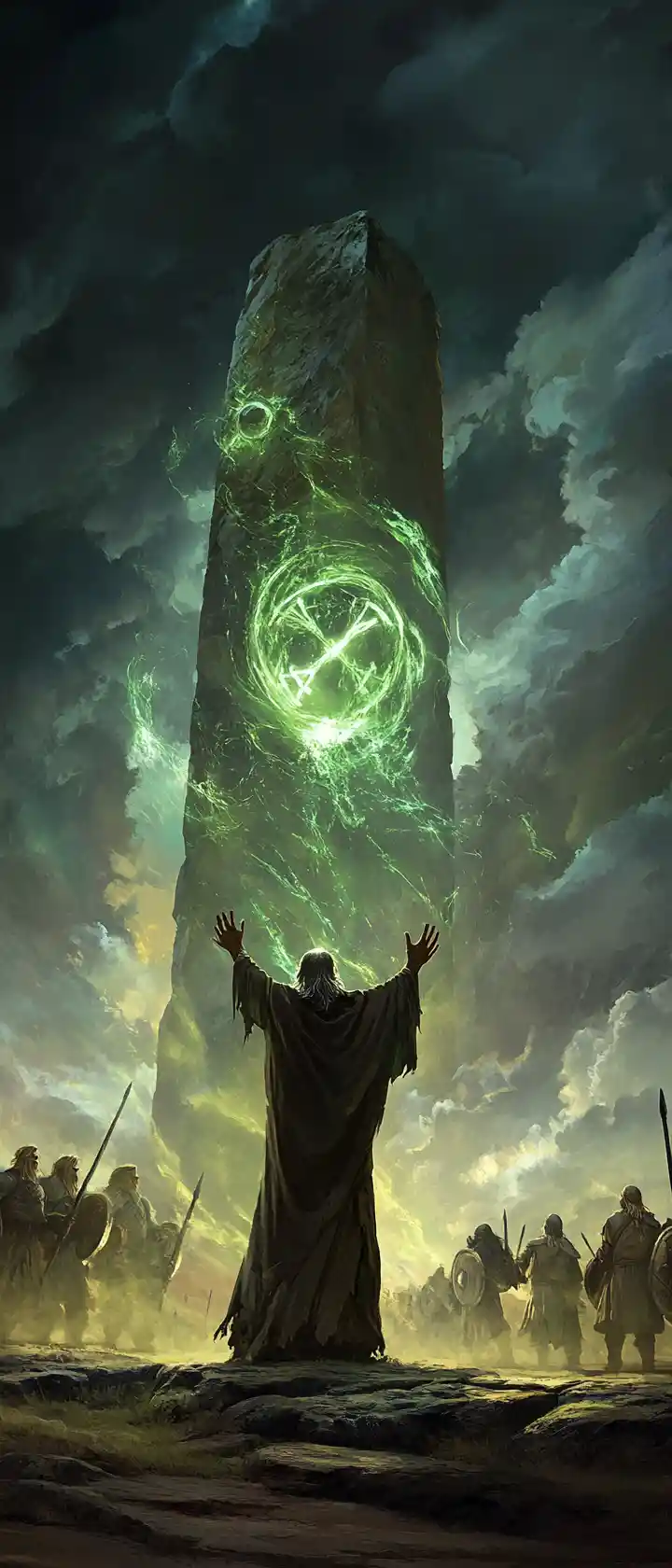 Ancient druid casting magic in a stone circle