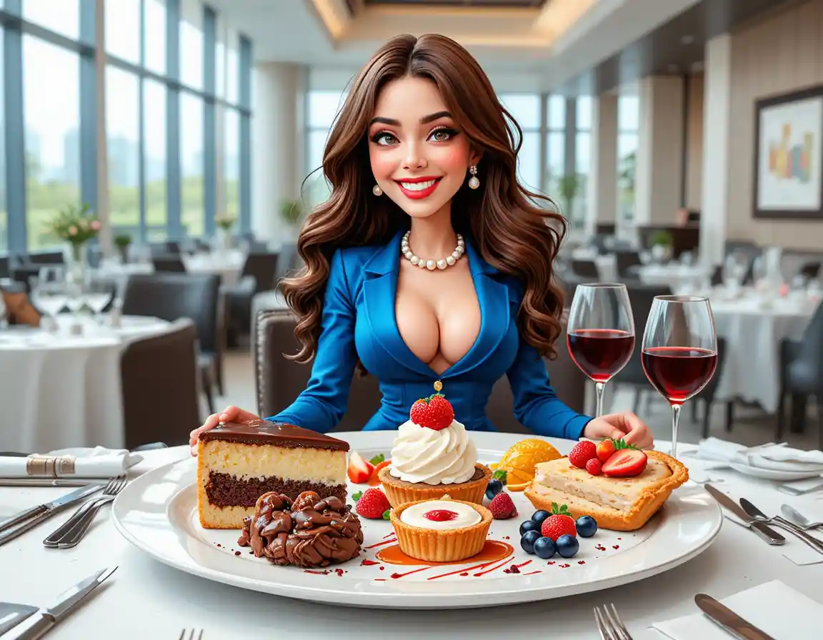 Assortiment de desserts gastronomiques sur assiette blanche avec vin rouge