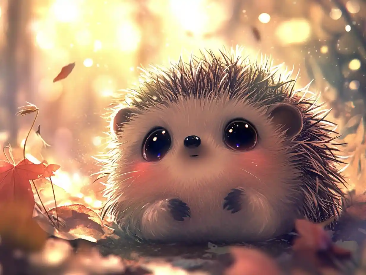 Adorable baby hedgehog curled into a fluffy ball