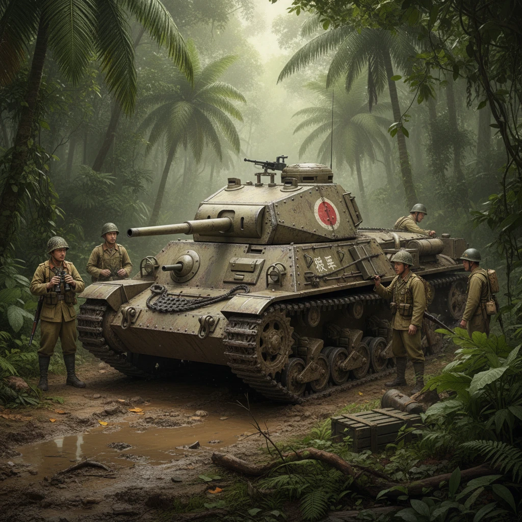Tanque médio italiano em serviço de linha de frente do Império Japonês