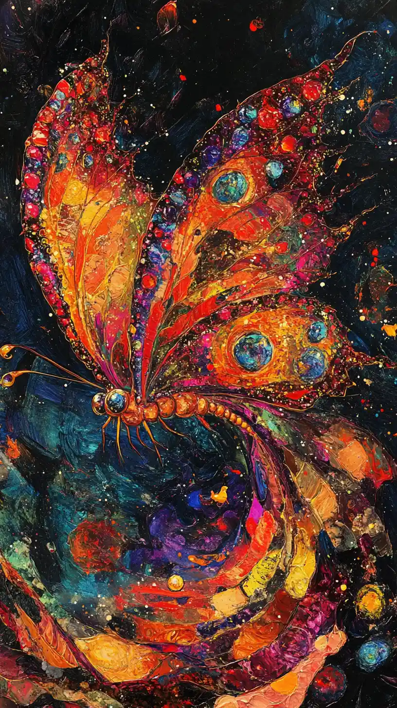 Fiery Abstract Butterfly Formed From Dragon Scale Wings