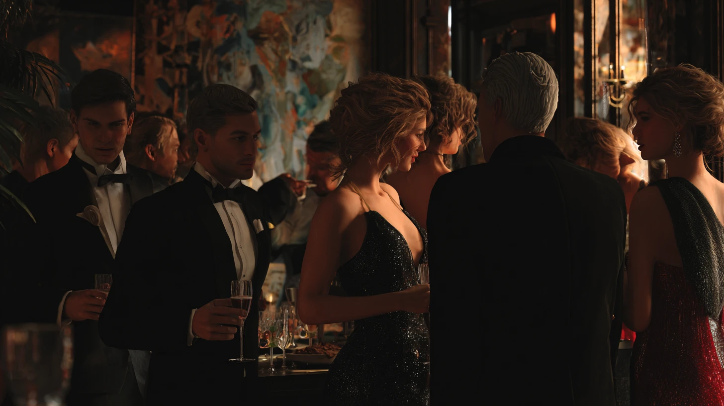 Elegant new year party with guests in formal attire