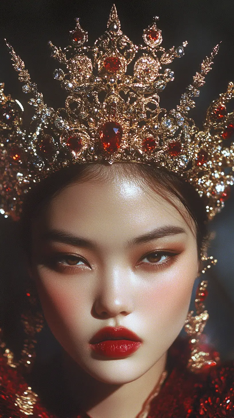 Couronne opulente ornée de perles et de somptueux détails de couture dorée