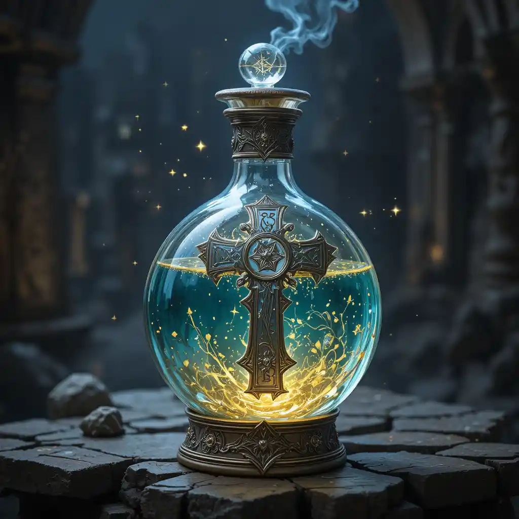 Illustration de Flacon de Potion Fantastique à Sainte Croix Lumineuse
