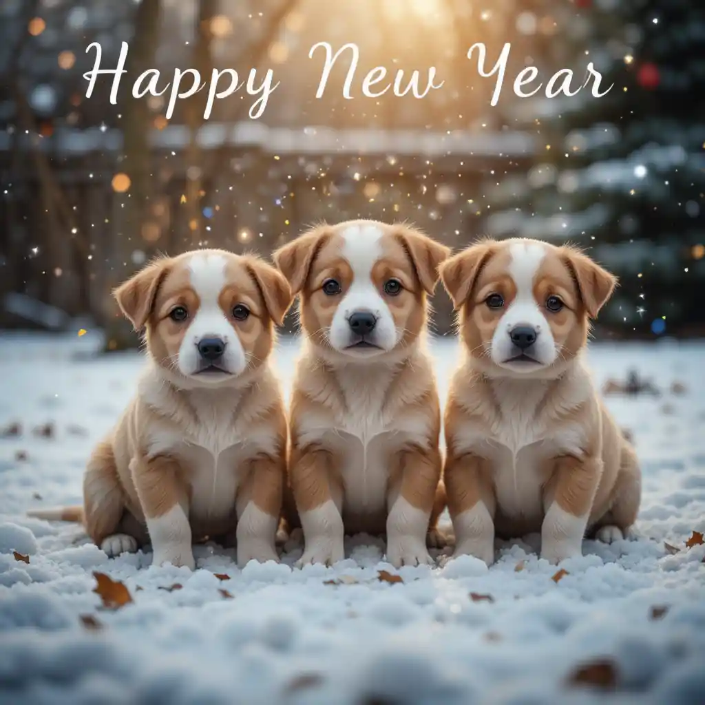 Cute puppies playing together in a cozy backyard