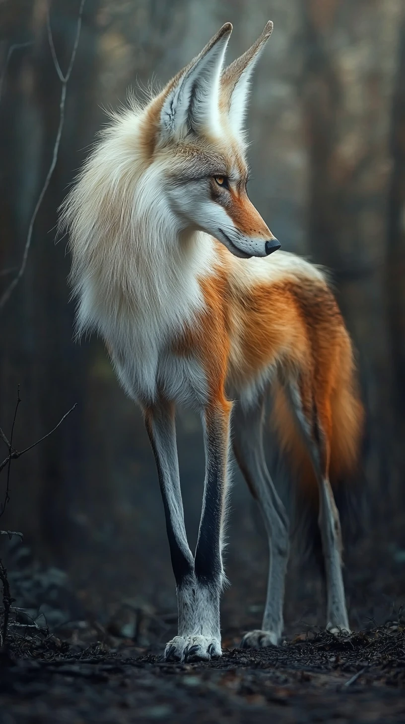Ilusão surreal de uma enigmática criatura lobo-guará