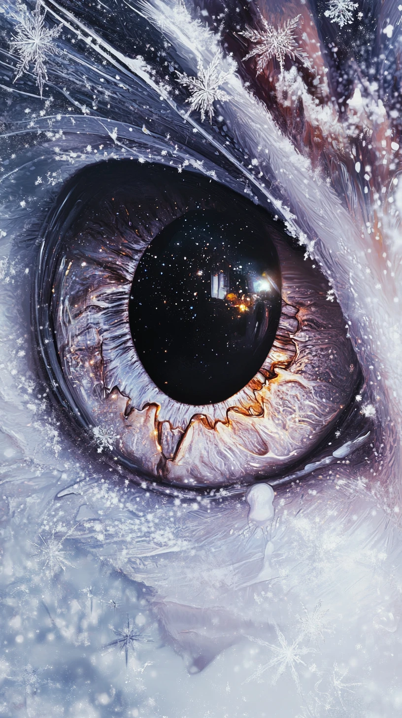 Ethereal Dragon Eye In A Cosmic Snowy Dreamscape