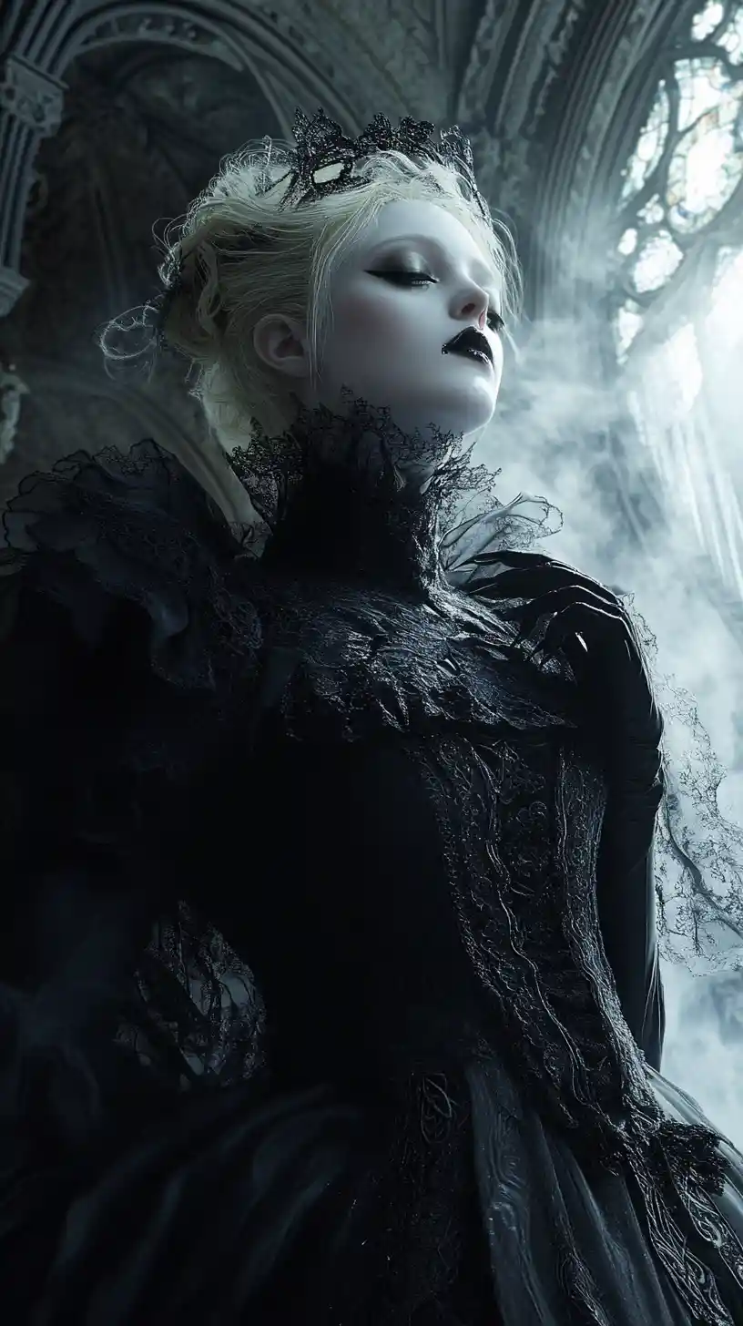 Dark gothic priest emerging from a moonlit church