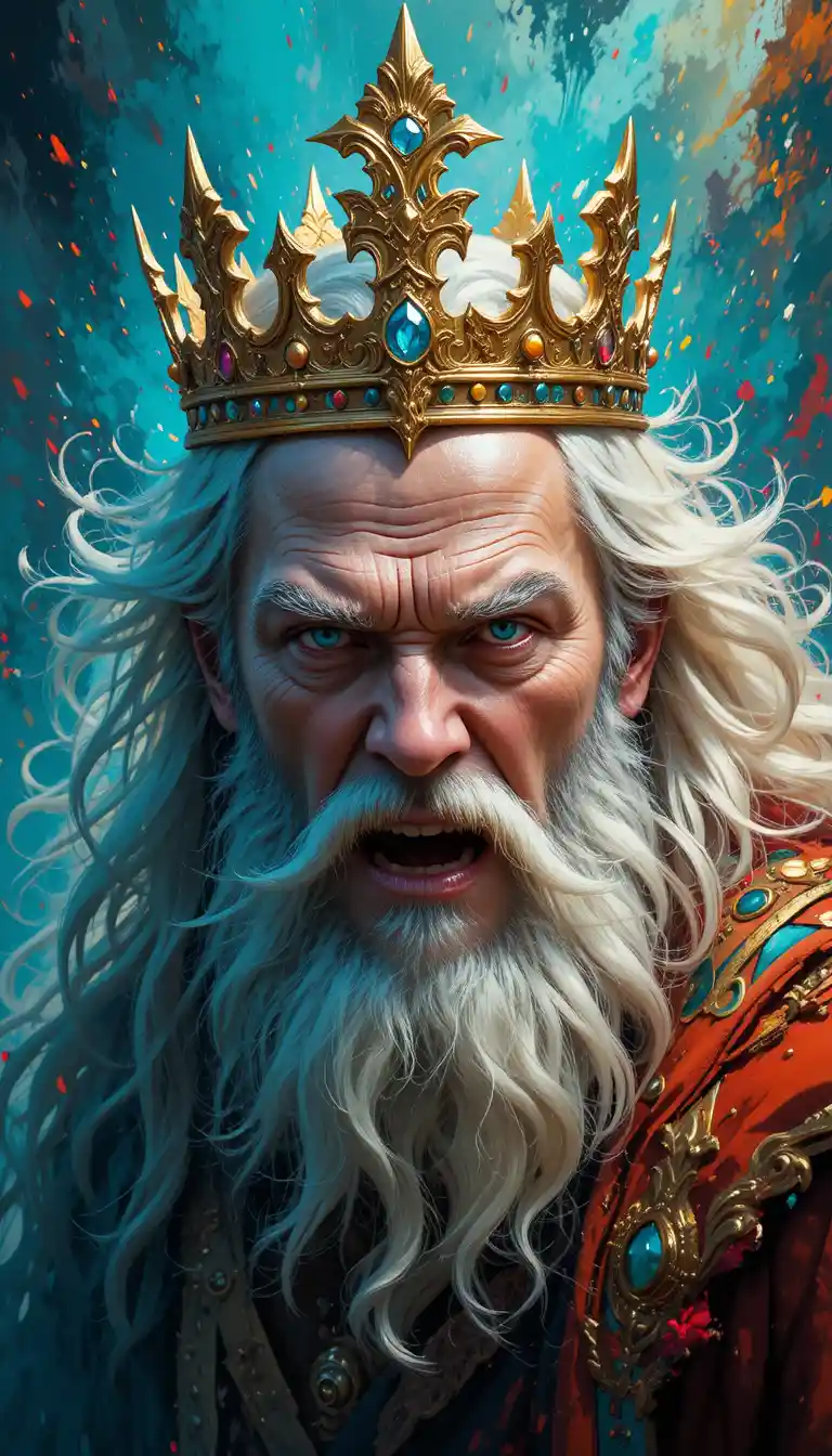 Fantasy portrait of an old man in a golden crown