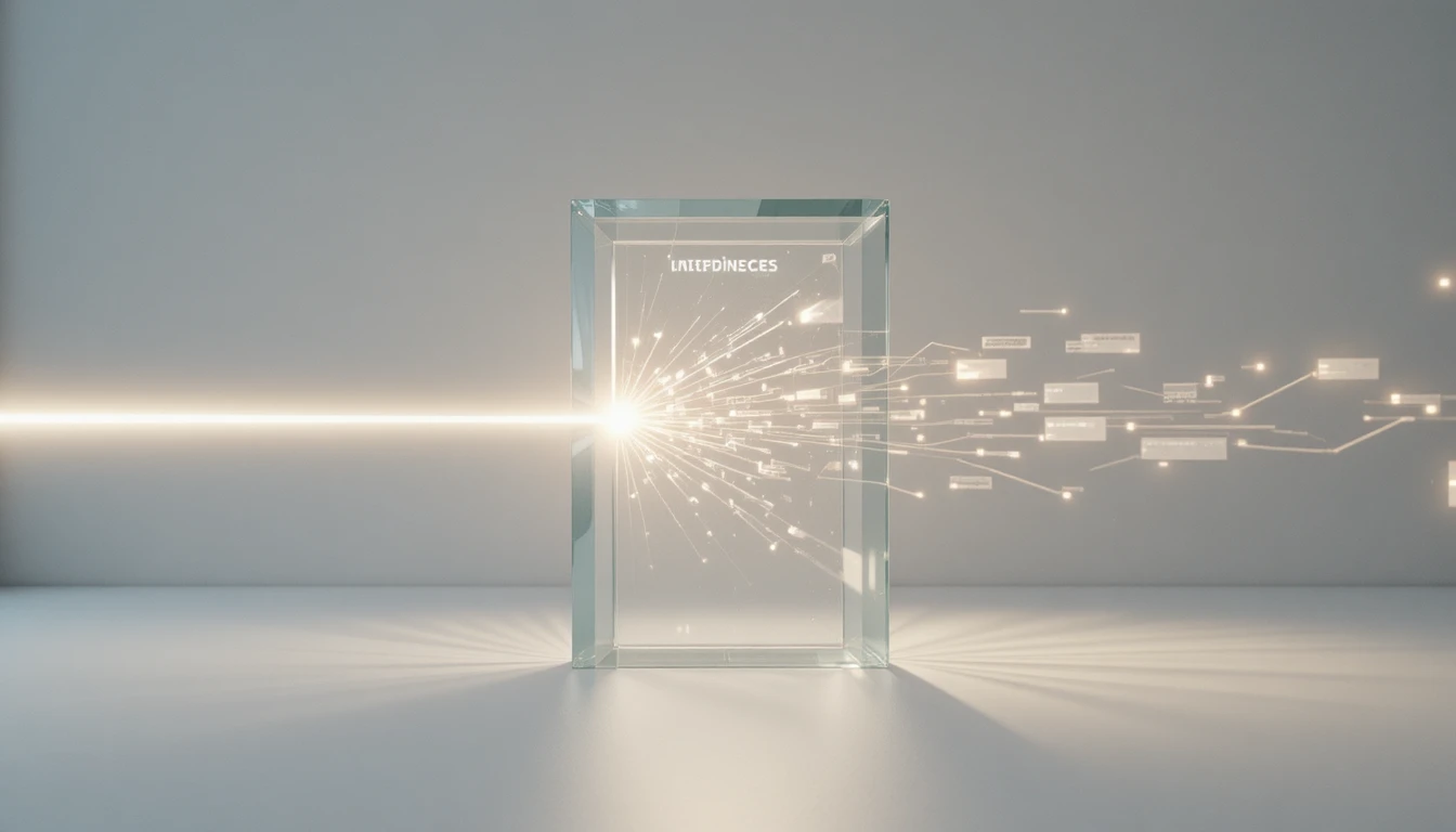 Minimalistisches Glasprisma, das einen Datenstrom ordnet