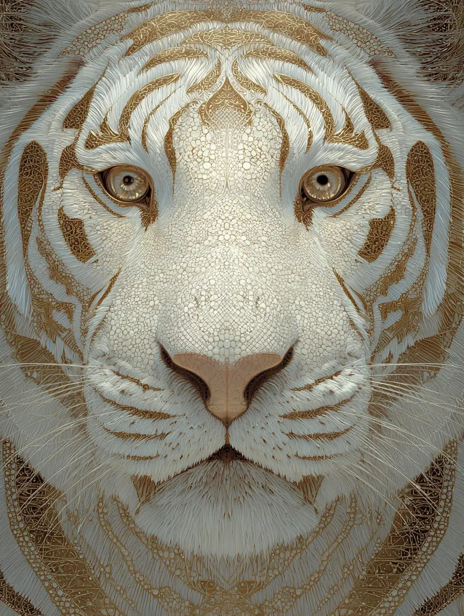 Tigre dorata ricoperta di diamanti nella giungla bianca