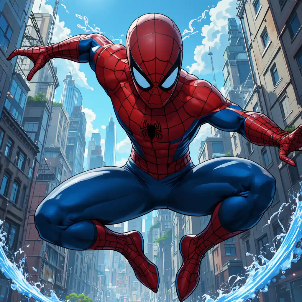 Super-héros masculin animé en combinaison à thème araignée