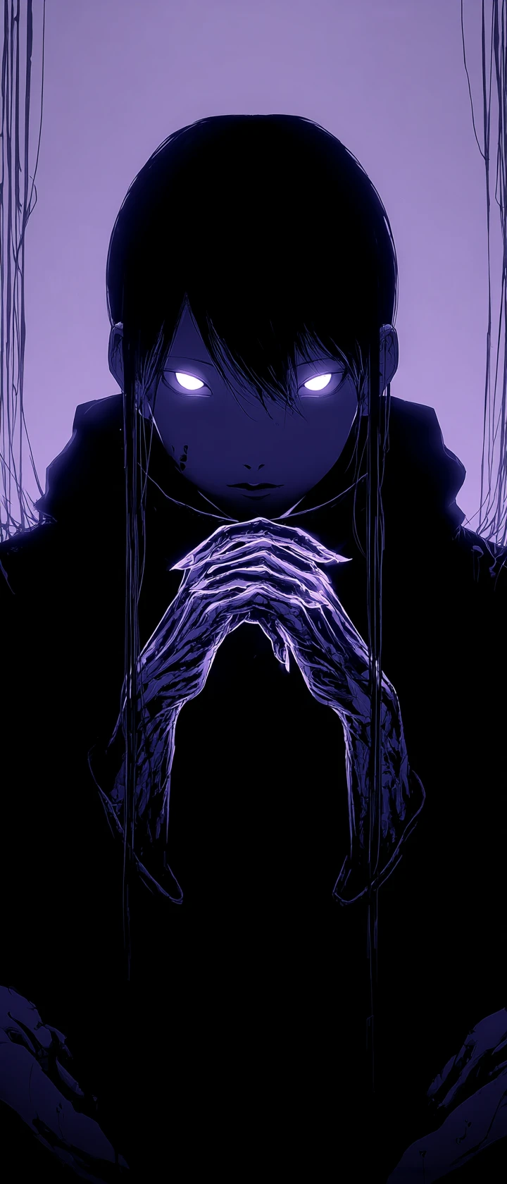 Silhouette d’ombre mystérieuse au milieu de tapisseries de rêves en décomposition