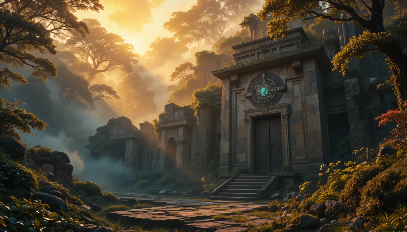 Ancient Ruins Hidden In A Mystical Golden Forest