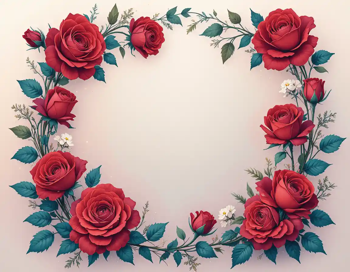 Rosas vectoriales en una ilustración de marco floral romántico
