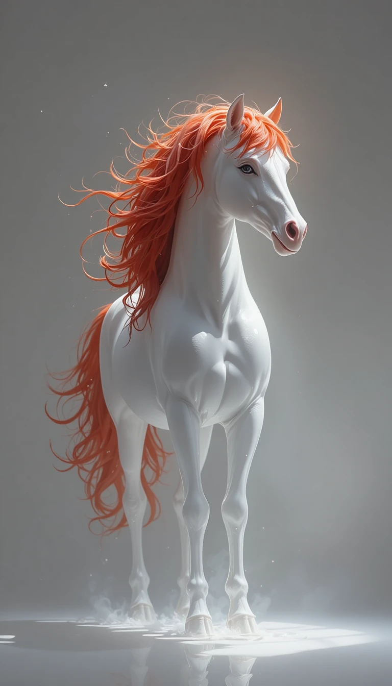 Silhouette minimal di cavallo in rosso vivace su sfondo bianco