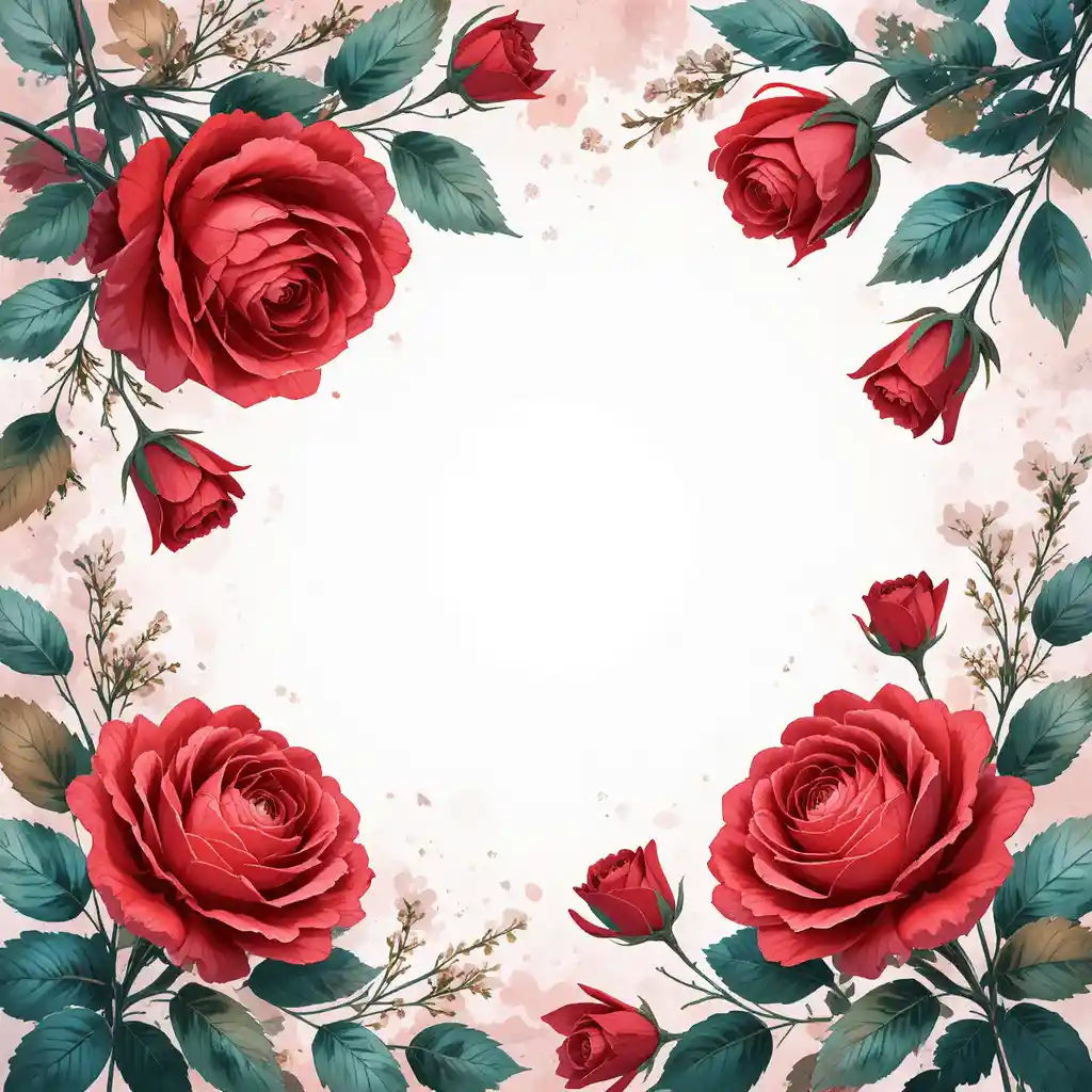 Élégantes roses rouges dans un cadre floral vectoriel décoratif