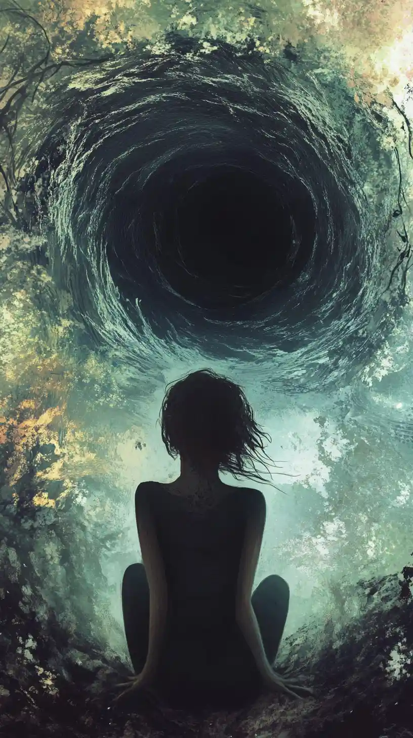 Abstract vision of an inward pulling hollow self