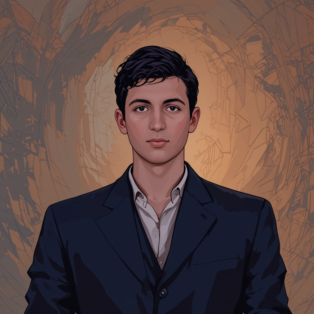 Confident half body portrait with warm solid background